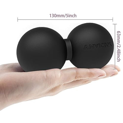 Peanut Massage Ball,Double Lacrosse Ball for Neck Sore Muscles,Medium Density Myofascial Release Massager Ball for Deep-Tissue Massage Muscle Knots Yoga Therapy(Black) - color: Black