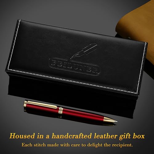 BEILUNER Red Lacquer Gel Pen With 24K Gold Finish, Retractable Pens, Gift Pen Set, Professional, Elegant, Writing, Executive, Office, Nice Fancy Designer, Perfect for Men and Women - color: Red and Gold Finish