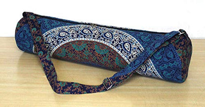 INDIAN CRAFT CASTLE ICC Yoga Mat Bag Carrier Full-Zip Exercise Yoga Mat Carry Bag for Women Men with Multi-Functional Storage Pockets and Adjustable Shoulder Strap 26X6 Inches - style: Blue 6 Kaam