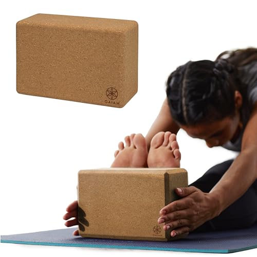 Gaiam Yoga Block - Supportive Latex-Free Eva Foam - Soft Non-Slip Surface with Beveled Edges for Yoga, Pilates, Meditation - color: Cork, style: 1 Block