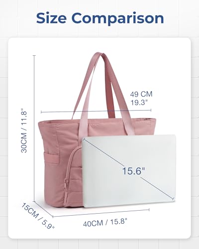 BAGSMART Tote Bag for Women, Lightweight Tote Bag with Yoga Mat Strap, Quilted Shoulder Bag Handbag for Daily, Work, Gym - color: Dark Pink