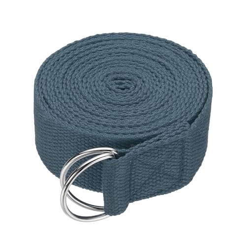Yoga Strap for Stretching, Athletic Stretch Band with Adjustable Metal D Ring Buckle Yoga Bands - color: Gray, size: 10.5ft