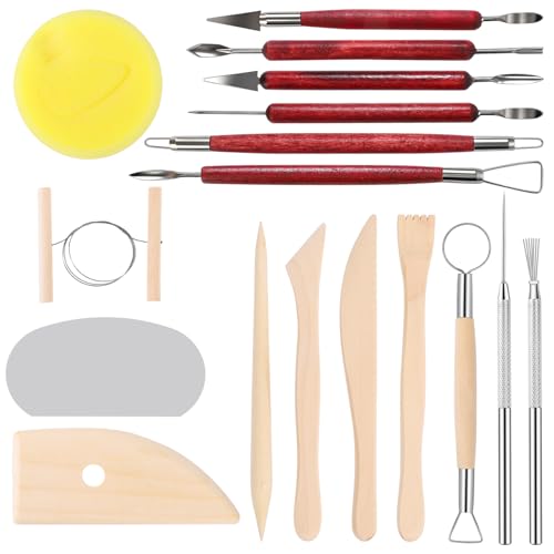 Tovotum Clay Sculpting Tools 17PCS Ceramic Pottery Carving Tools Set