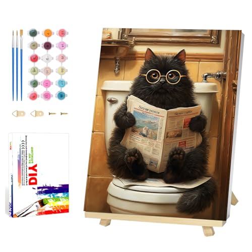 Reivworl Cat Paint by Numbers Kit for Adults Beginner 16×20 inch | Cat Paint by Number Kits 16×20 inch, Crafts on Canvas with Gifts. - color: 03-Cat Frame