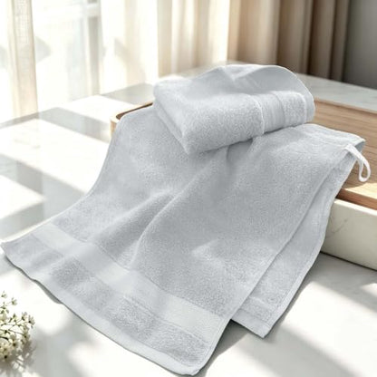 VOOVA & MOVAS Light Gray Hand Towels 2 Pack, 100% Cotton, 13x29 in | Lightweight Ultra Soft & Highly Absorbent, Quick Dry, Built-in Hanging Loop, Great for Home, Gym & Hotel - color: Lightgray