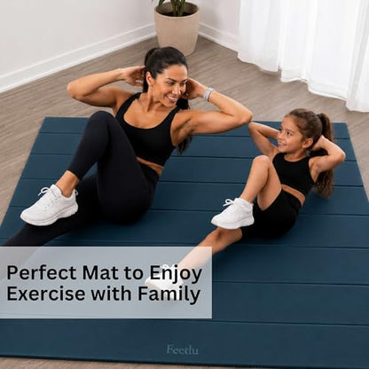 Extra Wide & Large Foldable Yoga Mat, 72" x 48", 6mm/8mm Thick - color: Dark Green, size: 48" x 72" x 1/3"