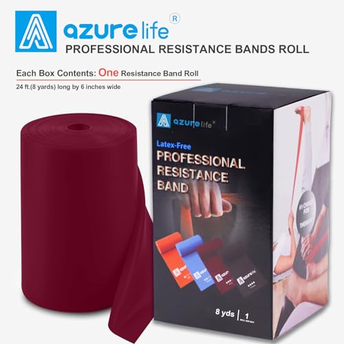 A AZURELIFE Professional Individual Exercise Resistance Bands, Single 5, 6,7 Ft or 8 Yards Elastic Bands, Non-Latex Stretch Bands for PT, Yoga, Pilates, Rehab, at-Home or The Gym Workouts - color: Purple - Heavy, size: 24 Feet
