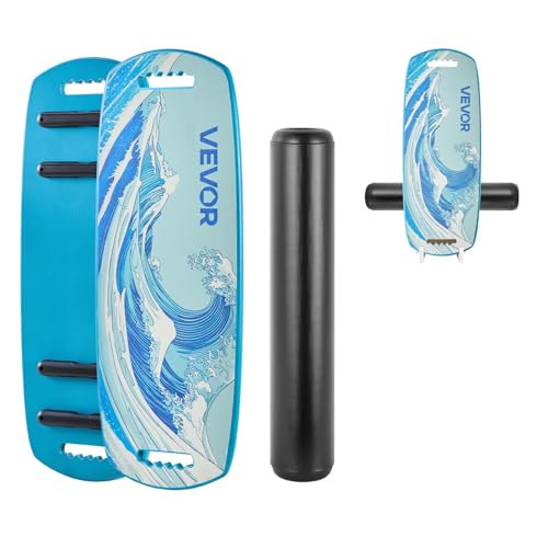 VEVOR Balance Board, 2-in-1 Wobble Board Trainer for Adults, Premium Wooden Balance Training Equipment, with Roller, Magnetic Stoppers, Storage Rack, for Core Workouts, Surf Trainer & Physical Therapy - size: 30 inch