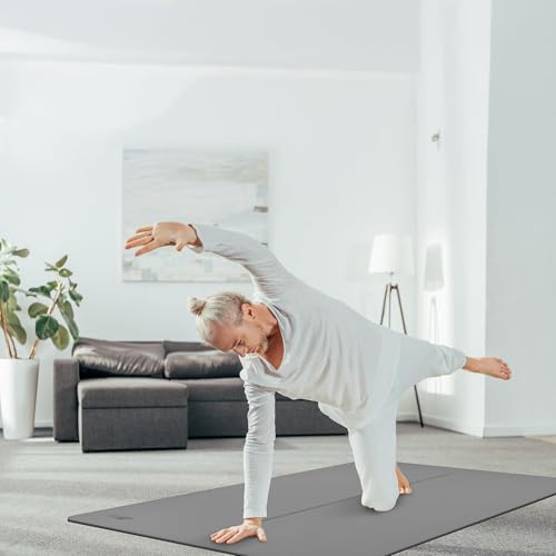 Gogokiwi Large Yoga Mat (6'x4') – 1/4" & 1/2" Thick Exercise Mats for Home Workout, Extra Wide Workout Mats for Home Gym, Yoga, Pilates, Stretching, Floor & More - color: Cool Grey, size: Standard (1/4 Inch Thick)