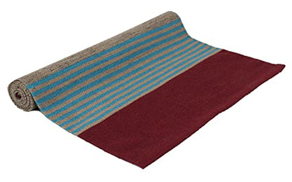 KD Willmax Yoga Mat Towel Non Slip Cotton Rug Blanket Cover with Pockets - color: GREY-MAROON