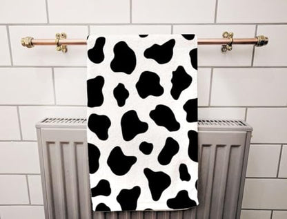 Cute White Cow Beach Towel Farm Cow Skin Black Spots Face Towels Suit Travel Sports Pool Swimming Bath Camping Spa Gym Yoga,15x30 Inch - color: White Cow