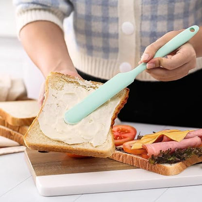 7 Pcs Silicone Jar Spatula Set, Sourdough Spatula, Long Handle Thin Spatulas for Baking, Cake Icing, Butter Cream Spreading, Jam Scraping (Purple, Pink, Green, Yellow, Orange, Cyan, Black) - color: Purple, Pink, Green, Yellow, Orange, Cyan, Black