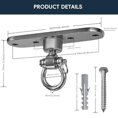 Heavy Duty Stainless Swing Hanger with Smooth Swing Bearings 180°+360°, 1500 lb Capacity for Indoor Outdoor Playground Yoga Hammock Chair Sandbag Porch Swing Bag - size: size1