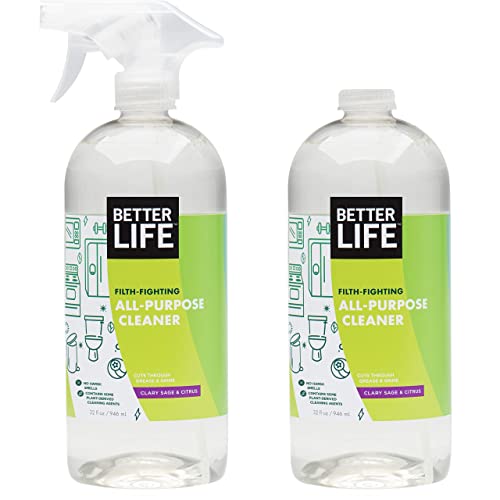 Better Life All Purpose Cleaner - Multipurpose Home and Kitchen Cleaning Spray for Glass, Countertops, Appliances, Upholstery & More - Multi-surface Spray Cleaner - 32oz (Pack of 2) Clary Sage/Citrus - size: 32 Fl Oz (Pack of 2)