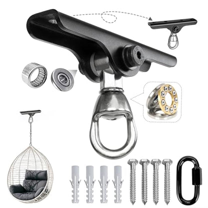 Heavy Punching Bag Hanger | Wall/Ceiling Mount Hook with 180° / 360° Rotation | Wood Beam Holder for Boxing, Weight Training, Aerial Yoga Swing & Hammock - size: 180°+ 360°rotation-A