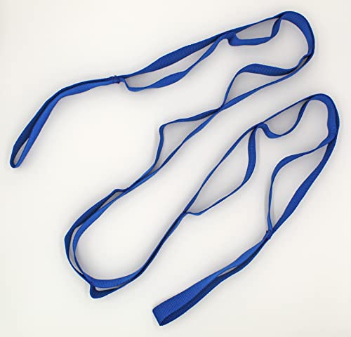RangeMaster Stretch Strap with Exercise Guide│ Versatile Multi-Loop Strap Perfect for Yoga, Pilates, and Physical Therapy │ Portable │ Helps Improve Flexibility - color: Blue