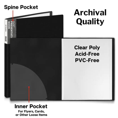 Dunwell 11x14 Binder with Sleeves (Black), 24 Pockets Display 48 Pages, Large Folder with Plastic Sleeves,11x14 Presentation Book with Protector Sleeves, Kids Art Portfolio 14x11,Clear Pages,Vertical | Clear Plastic Sleeves, Presentation Book, For Documen