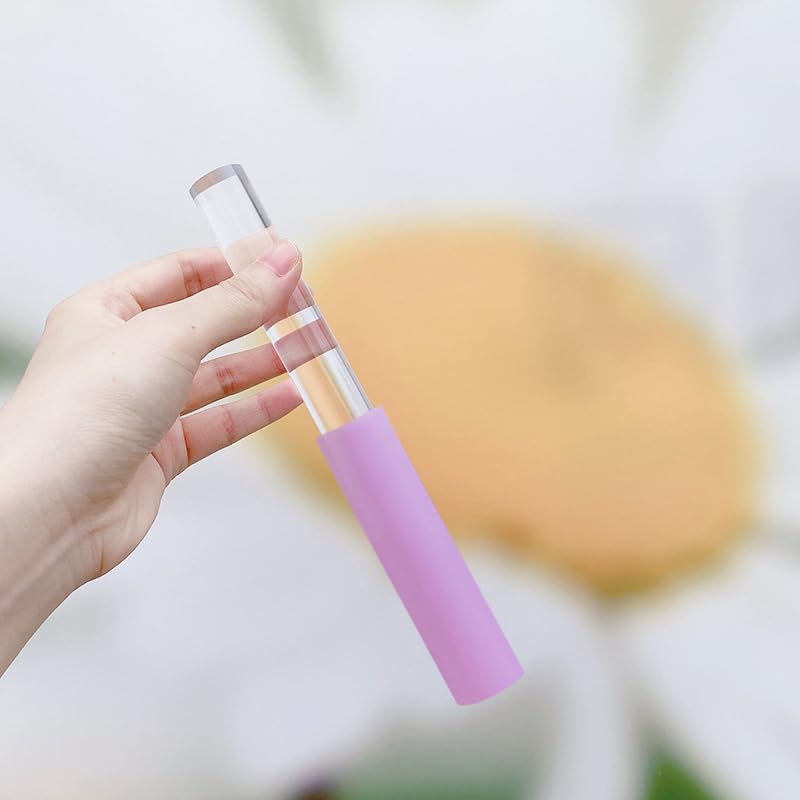 Singing Bowl Mallet Clear Solid Acrylic Base Rubber Striker Mallet for Playing Quartz Crystal Singing Bowls with Bundle Pocket(Purple) - color: Purple