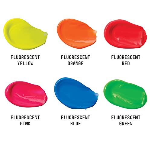 Liquitex BASICS Acrylic Paint Set, 6 x 22ml (0.74-oz) Tubes, Fluorescent | Medium Viscosity, Satin Finish, Lightfast, Fine Art Pigments, Range of Opacities, Easy Blending - size: 4.46 Fl Oz (Pack of 1), style: Fluorescent 6 x 22ml (0.74oz)