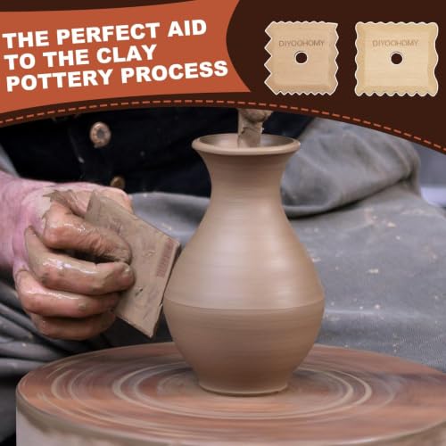 DIYOOHOMY 7 Pcs Wooden Pottery Ribs, Ceramic Shaping, Clay Tools Supplies | Set of 7 Pottery Foot Shaper, Profile, Wheel, Trimming, Throwing Tools, Texture Ribs for Carving, Mud, Throwing, Diy Crafts - color: wood-7