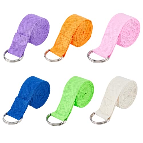 SUPERFINDINGS 6Pcs Yoga Strap for Stretching 5.94 Ft Yoga Exercise Adjustable Straps Bands Exercise Adjustable Strap with Adjustable D-Ring Buckle for Pilates Physical Therapy Dance Gym Workouts