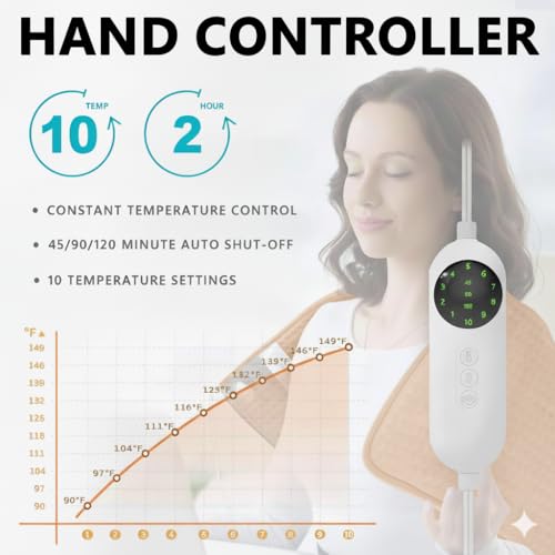 Full Back Heating Pad,20x40 Extra Large Heating Pad for Back Pain Relief,with 10 Temperature Controllers & 3 Auto-Off Timers,Dry/Moist Heat Therapy for Muscle,Joint,Menstrual Cramps (Brown) - size: 20x40 Inch Brown