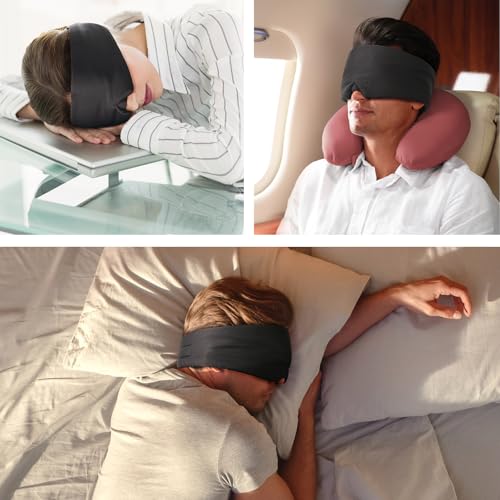 Umisleep Satin Sleep Mask for Side Sleeper, Blackout Eye Mask for Women Men - color: Black