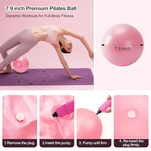 Pilates Kit with Yoga Block, Home Workout Set for Women - color: PINK PRO