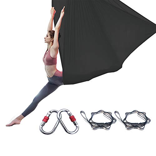 Foser Aerial Hammock, 16.4ft 9.2ft Swing Set for Anti-Gravity Yoga, Dance & Acrobatics - color: Black