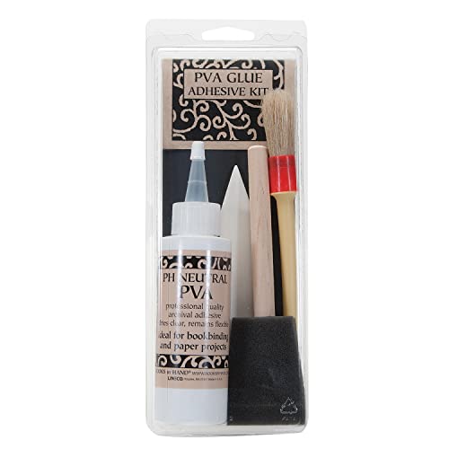Archival PVA Glue Repairing Kit | Used for Bookbinding, Scrapbooking, Journaling, Craft Making, Includes Adhesive, Foam Brush, Bone Folder, Container
