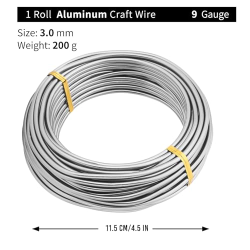 Bonsai Training Aluminum Wire, 3.0mm 9 Gauge Silvery 200g, Bendable Anodized Craft Wire, Flexible Armature Wire for Bonsai Tree Shaping, DIY Handcraft and Model Making(Silvery-3.0) - color: Silver, size: 9 Gauge