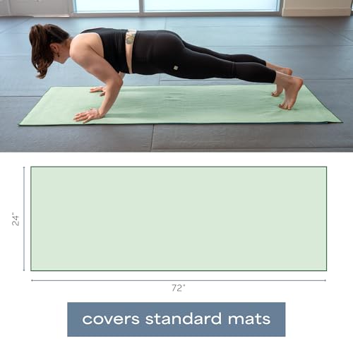 S&T INC. Aura Microfiber Yoga Mat Towel with Grip, 24" x 72", Green | Silicone Grip Backing, Soft and Absorbent, Quick-Dry for Gym, Pilates, and Hot Yoga, Compact for Gym Bag, Machine Washable - color: Green
