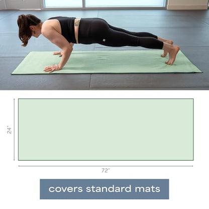 S&T INC. Aura Microfiber Yoga Mat Towel with Grip, 24" x 72", Green | Silicone Grip Backing, Soft and Absorbent, Quick-Dry for Gym, Pilates, and Hot Yoga, Compact for Gym Bag, Machine Washable - color: Green