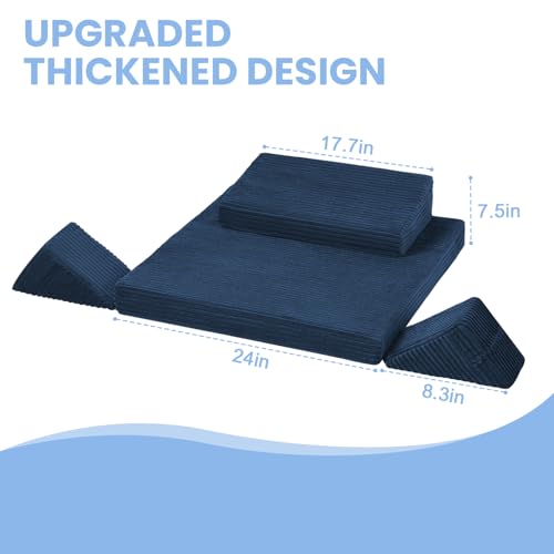 Meditation Cushion, Meditation Mat with Knee Support, Navy Blue - color: Navy Blue, size: 24X24X4 Inch