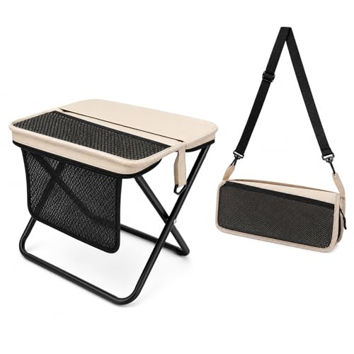 Portable Collapsible Stool, Foldable Chair and Folding Stool for Adults, Heavy Duty Portable Backpack Stool with 13x10.6x12.2 Inch Large Size,Folding Seat for Camping Hiking Fishing Travel