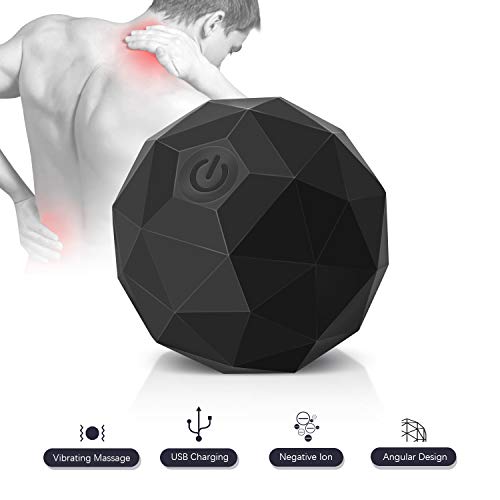 Electric Vibrating Massage Ball, 2-Speed Fitness Yoga Pilates Physical Therapy Massage Roller to Fight Sore Muscles,Washable Negative Ion Vibration Massages ball for Muscle Recovery,Myofascial Release - color: Black