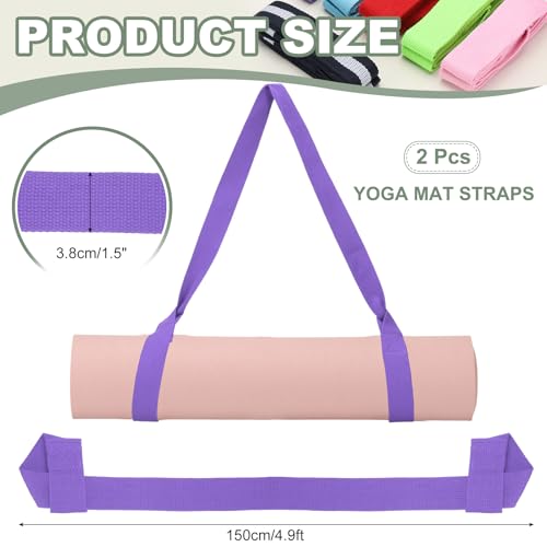 Yoga Mat Straps for Carrying, Adjustable Exercise Mat Sling Holder Multi Purpose Mats Carrier - color: Light Purple