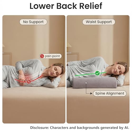 Under Knee Pillow, Half Moon Leg Pillow - Memory Foam Ergonomic Support Pillow for Side & Back Sleepers, Pain Relief & Alignment, Under Knee, Lumbar & Multi-Use Bolster Gray - size: 45X20X10CM