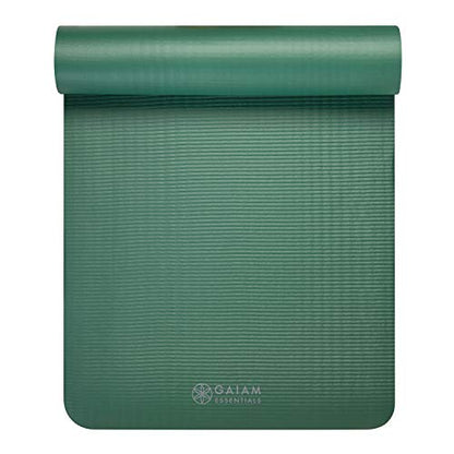 Gaiam Thick Yoga Mat, Exercise & Fitness Mat with Easy-Cinch Carrying Strap - color: Green, size: 2/5" (10MM)