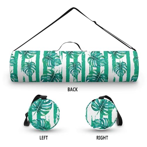 Yoga Mat Bags for Women Lightweight Gym Bag with Strap Full Zip Yoga Accessories - color: Stripe Palm