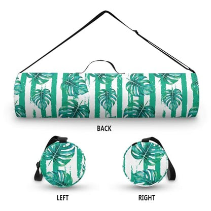 Yoga Mat Bags for Women Lightweight Gym Bag with Strap Full Zip Yoga Accessories - color: Stripe Palm