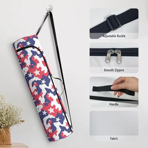 Yoga Mat Bag for Women & Men Full-Zip Yoga Mat Carrier Bag for Class Workout Park with Adjustable Strap - color: Camouflage Red Flag
