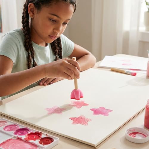 20 Pcs Star Sponge for Painting,Pattern: Flower,Circle,Star | Wood Handle Round Sponge Paint Sponges for Kids and Art Class Creative Textures