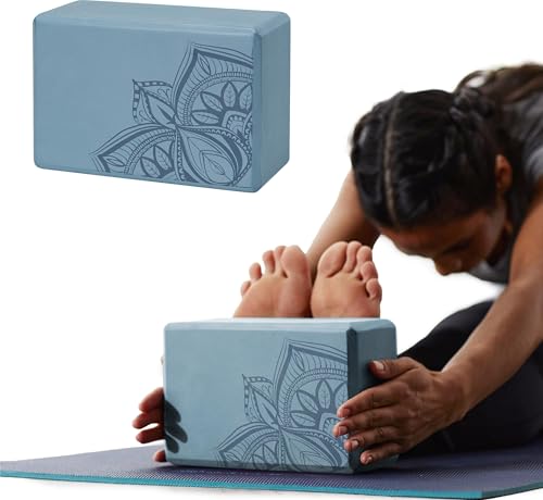 Gaiam Yoga Block - Supportive Latex-Free Eva Foam - Soft Non-Slip Surface with Beveled Edges for Yoga, Pilates, Meditation - color: Blue Shadow Point, style: 1 Block