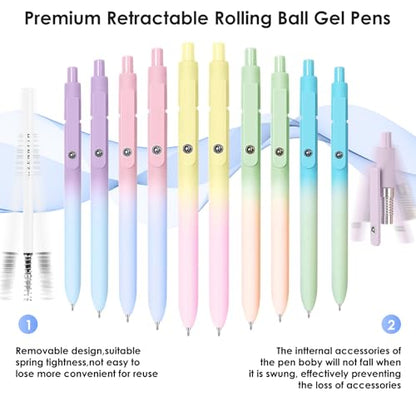 Gel Pens, 10PCS 0.7mm Gel Pens Black Ink Fine Point Smooth Writing Pens | High-End Series Ballpoint for Office Supplies, Stocking Stufferss, Gifts for Men Women - color: Multicolor & 10 Gradient