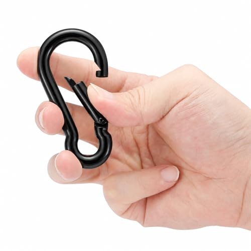 sprookber Stainless Steel Spring Snap Hook Carabiner - 304 Stainless Steel Caribeener Clips, Set of 6 - color: Black, size: 2.75 Inch