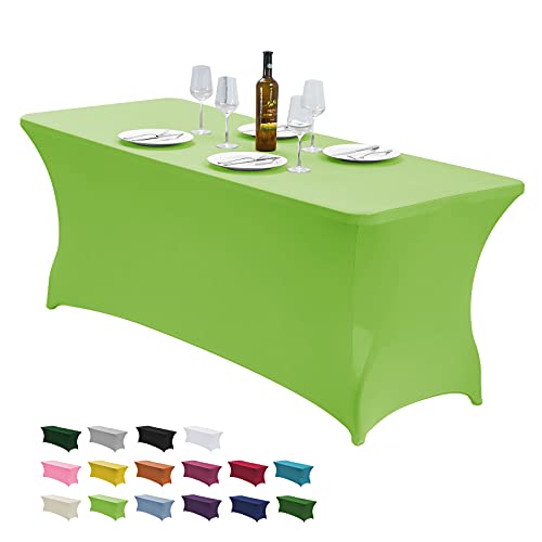 CWK 8FT Spandex Fitted Tablecloth,Rectangular Table Cover,Light Green | Fits 96x30" rectangular folding tables.Wrinkle & stain resistant stretch fabric.Ideal for parties,weddings & vendor events - color: Light Green, size: 96" x 30" (Rectangular)