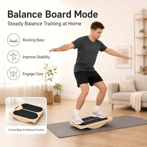 2-in-1 Wooden Slant Board for Calf Stretching & Balance Board