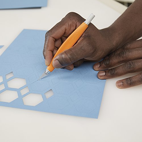 Fiskars 8" SoftGrip Detail Craft Knife, Exacto Hobby Utility Knife | Ergonomic SoftGrip Handle Reduces Fatigue, Multi-Material Cutting on Paper, Photos & More, Safety Cap & #11 Blade Included - style: Soft Grip Knife