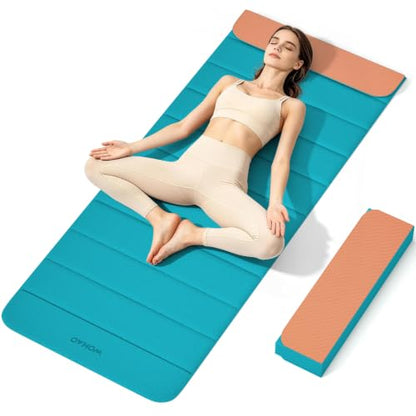 12-Fold POE Yoga Mat 75x26x0.4 Inches - color: Acid Blue+Orange